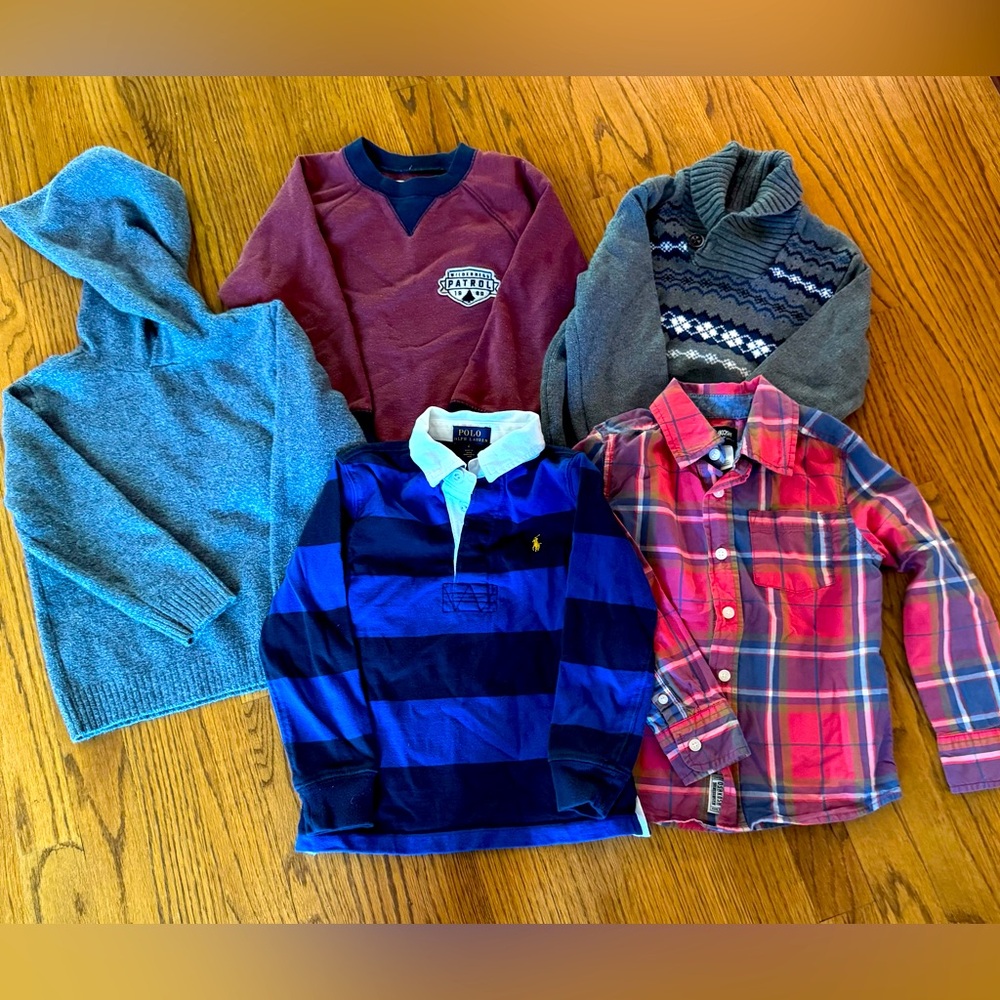 Bundle of 5 Boys 4T Cold Weather Shirts/Sweaters